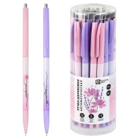 Ручка шар. Феникс+ автомат. "Цветы" синяя, 0,38мм, софт-тач