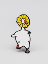 Значок металлический 35мм "Flower goose"