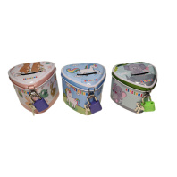 Копилка металл. "Сердечки" с замочком 7,5*6,5 см, ассорти дизайнов