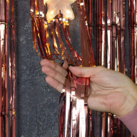 Занавес 1*2м "Дождик" фольга розовое золото