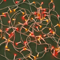 Гирлянда электрическая  9м 100LED светодиодная, прозарчный шнур, вьюн 220В, красный +золото