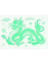 Витражная наклейка 15*21см  "Дракон" светится в темноте
