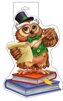 Плакат фигурный 48*38см "Сова со свитком и указкой"
