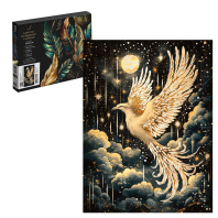 Картина по номерам на холсте с поталью 30*40см "Золотая птица" черный холст