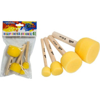 Набор спонжей художественных, 4 шт, круглые, d=15, 20, 30, 40 мм, деревянная ручка