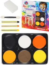 Набор для грима 6цв. краски, 3 мелка, спонж, аппликатор