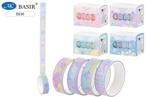 Скотч 15мм*2м, декоративный бумажный 4цв. Космос ассорти