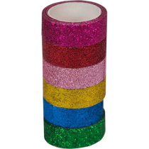 Скотч декоративный 15мм*2м , "Glitter.Bright"  БЛЕСТКИ, микс 6цв.