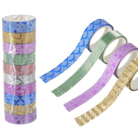 Скотч декоративный с блёстками, 15мм*3 метр, ассорти 10 цв.