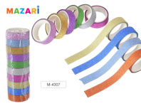 Скотч декоративный с блёстками, 15мм*3 метр, ассорти 10 цв.