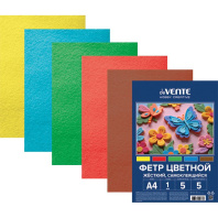 Набор цветного фетра А4 5л. 5цв., "Яркие цвета" 1мм, самоклеющий, ЖЕСТКИЙ Набор цветного фетра А4 5л. 5цв., "Яркие цвета" 1мм, самоклеющий, ЖЕСТКИЙ