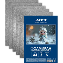 Набор фоамирана А4 2мм "Серебристый с блёстками" 5листов