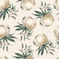 Бумага упаковочная 70*100см  "Peony. Айвори"