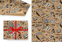 Бумага упаковочная крафт 70*100см  "#С днем рождения"