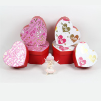 Набор подарочных коробок  3в1 "Сердце" белый/розовый 16*14*6, 19*17*7.5, 22*20*9см