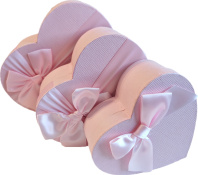 Набор подарочных коробок  3в1 "Сердце" с бантом, розовый 16*14*6, 19*17*7.5, 22*20*9см