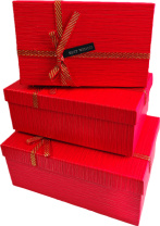 Набор подарочных коробок  3в1 с бантом, красный 19*12*6.5, 21*14*8, 23*16*9.8см