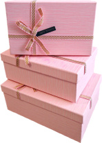 Набор подарочных коробок  3в1 с бантом, розовый 19*12*6.5, 21*14*8, 23*16*9.8см