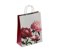 Пакет подар. бумажн. 45*35*15 см, 100 гр/м2  Пион красный букет, крученые ручки