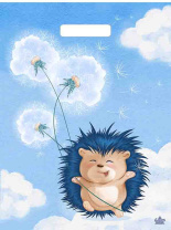 Пакет 40*31см (60мк) с вырубной ручкой "Ежик с одуванчиком" Глянец ПВД