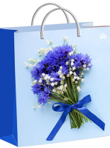 Пакет 26*24см (140мк) с пластиковой ручкой "Милые васильки" мягкий пластик