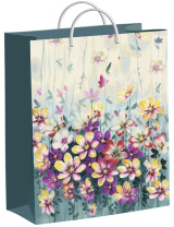Пакет 30*30см (140мк) с пластиковой ручкой "Акварельные цветочки" мягкий пластик