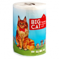 Полотенца бум. Большой кот 1шт, 2сл., белое 40м.