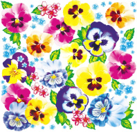 Салфетки бумажные 50л. 24*24см  Анютины глазки, 1слой