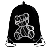 Мешок для обуви 1 отд, 360*480 светоотр. "Серебряный мишка" петля