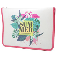 Папка д/труда А4 (325*230*25) 1отд. молния вокруг, пластик "Фламинго"