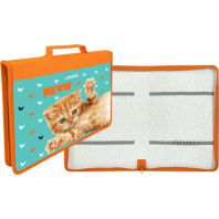 Папка д/труда А4 (337*230*30) 1отд. молния вокруг, ткань/ламинат "Meow"