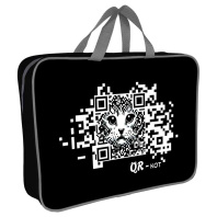 Папка А4 (360*270*80) с ручками, молния, ткань "QR-кот "