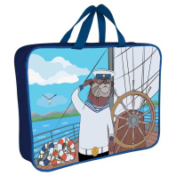 Папка А4 (360*270*80) с ручками, молния, ткань "Выдра-моряк "