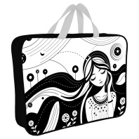 Папка А4 (360*270*80) с ручками, молния, ткань "Девушка ( графика) "