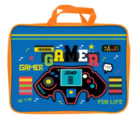 Папка А4 (360*270*80) с ручками, молния, ткань "Жизнь - игра"