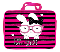 Папка А4 (360*270*80) с ручками, молния, ткань "Зайка в кармане"