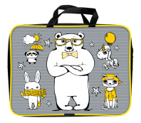 Папка А4 (360*270*80) с ручками, молния, ткань "Зверляндия"