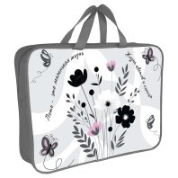 Папка А4 (360*270*80) с ручками, молния, ткань "Полевые цветы"