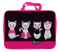 Папка А4 (360*270*80) с ручками, молния, ткань "Четыре котенка"