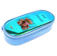 Пенал-косметичка с откид.планкой (210*85*50) молния, ткань, ПВХ "Милый мишка"