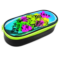 Пенал-косметичка с откид.планкой (210*85*50) молния, ткань, ПВХ "Яркие джойстики"