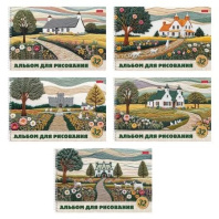 Альбом А4 32л гребень пласт.обл. "Тепло стежков" 5диз.в спайке, пл. 100 гр/м*