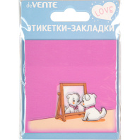 Блок с липким краем (76х76мм) "Puppy" 50л, пластиковый, полупрозрачный, розовый