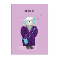 Записная книжка А6+  96л., картон, клеевой кор. "Меломан в шубке" диз.блок, лам. софт-тач