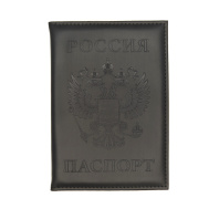Обложка для паспорта кожзам "Россия" тиснение, чёрный