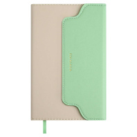 Ежедневник недат. А6 120л. кожзам, тв.пер. "Плезир бежевый/мятный" клапан, ляссе