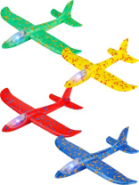 Самолет с запуском 34*22см, полистерол, микс цветов, с подсветкой