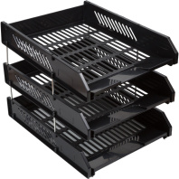 Лоток д\бумаг гориз. 3-х секционный, черный