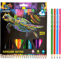 Карандаши цвет. 24цв deVENTE Trio Mega Soft  4М, трехгранные