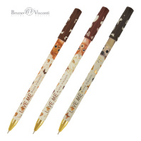 Ручка шар. BV "HappyWrite. Love me. Friends" 0,38мм, синяя, 3 вида